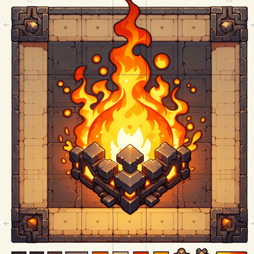 fire boaster.
Single Game Texture.  In-Game asset.  2d.  Blank background.  High contrast.  No shadows