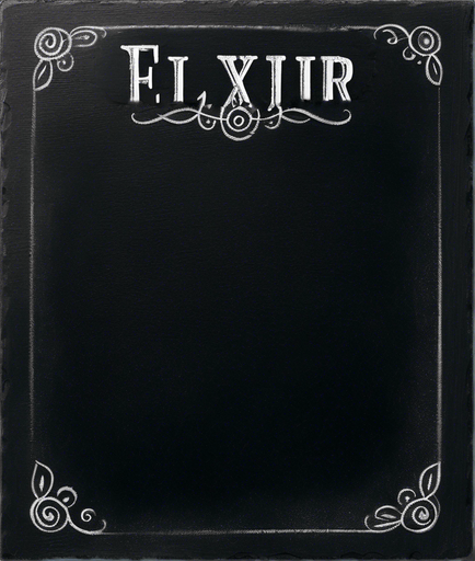 Word "ELIXIR" written in chalk
