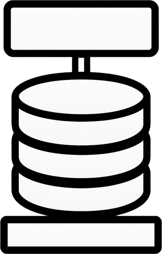 DataBase, looks like a regular DB, circels one on each other, but with a  thick heavy base under it that it stands on it. The base is a simple rectangle, and above the DB there is an empty sign.
The whole picture is in ratio of 400 on 600.
In-Game asset.  2d.  High contrast.  No shadows