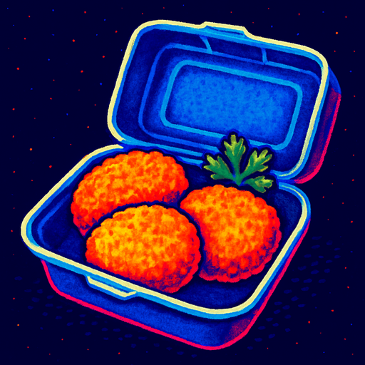 Fish cakes in a to go box.