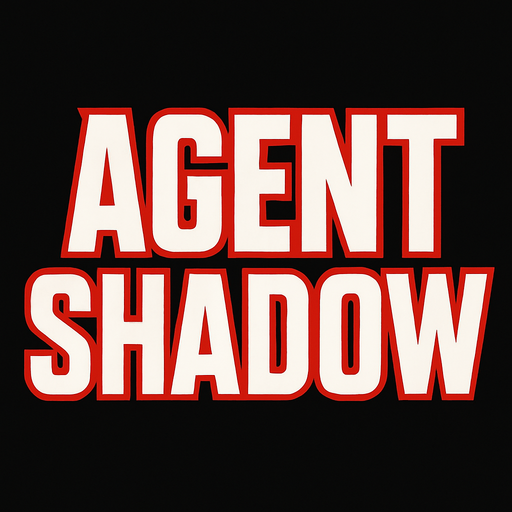 only text no image, agent shadow text logo for agent game.
In-Game asset.  2d.  High contrast.  No shadows