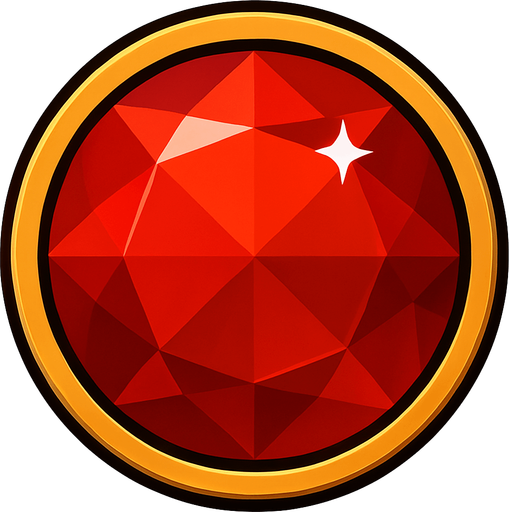 Red gem circle.
In-Game asset.  2d.  High contrast.  No shadows