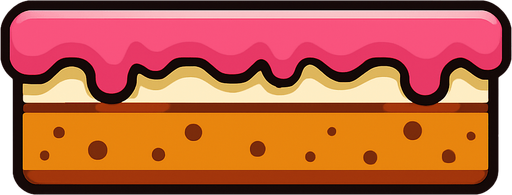 lateral view of a flat cake in rectangular platform shape for a platformer game.
In-Game asset.  2d.  High contrast.  No shadows
