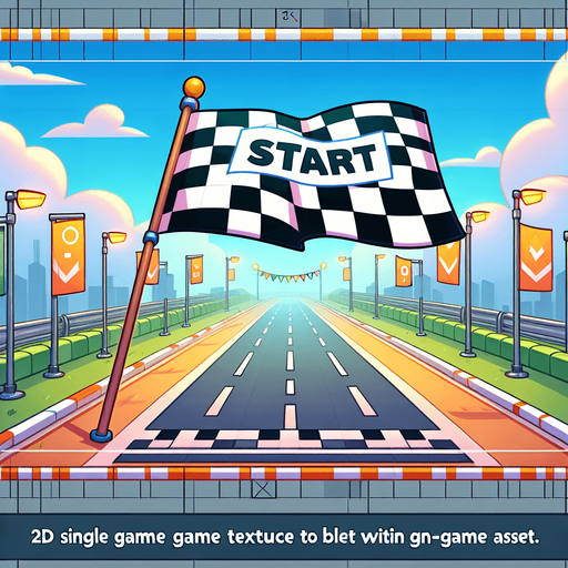 Racetrack start flag. Cartoon.
Single Game Texture.  In-Game asset.  2d.  Blank background.  High contrast.  No shadows