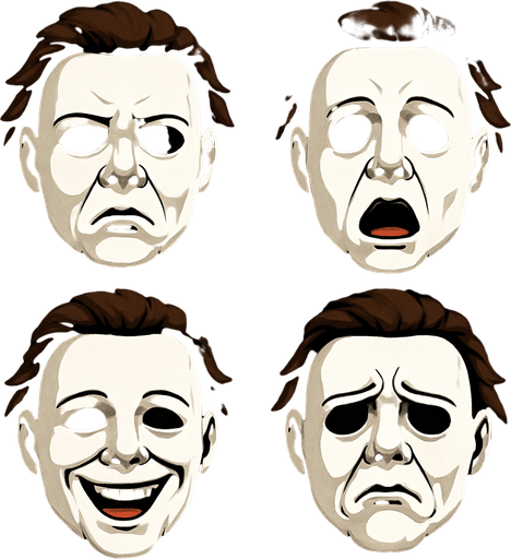 3D Scary but funny face meme Michael Myers halloween. different faces look. only face
In-Game asset.  3D.  High contrast.  No shadows. only face