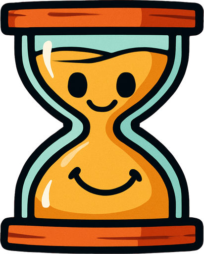 Sand clock smile face.
In-Game asset.  2d.  High contrast.  No shadows. Cartoon. Cartoon