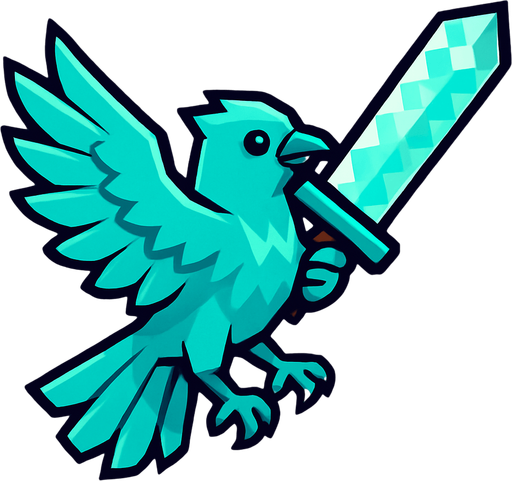 oyunlardaki elmas kılıç taşıyan elmas kuş.
In-Game asset.  2d.  High contrast.  No shadows