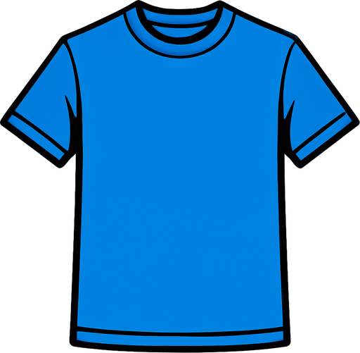 Blue T-shirt.
High contrast.  No shadows