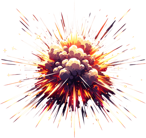 explosion.
Single Game Texture. In-Game asset. 2d. Blank background. High contrast. No shadows.