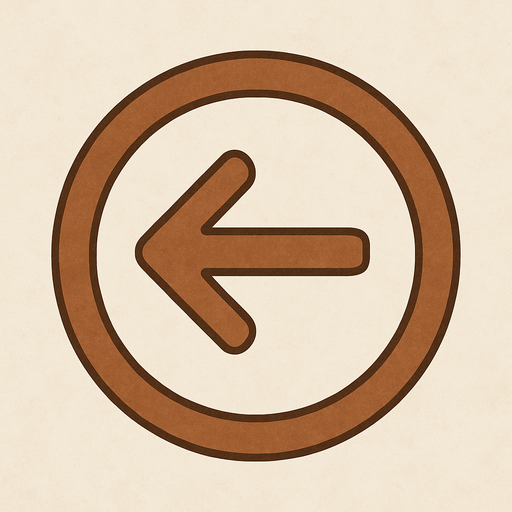 Transparent brawn turning left arrow in a brawn circle, front view