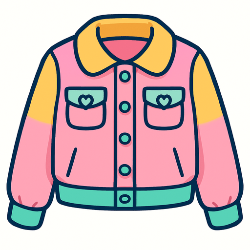 cute designer jacket top view..
In-Game asset.  2d.  High contrast.  No shadows