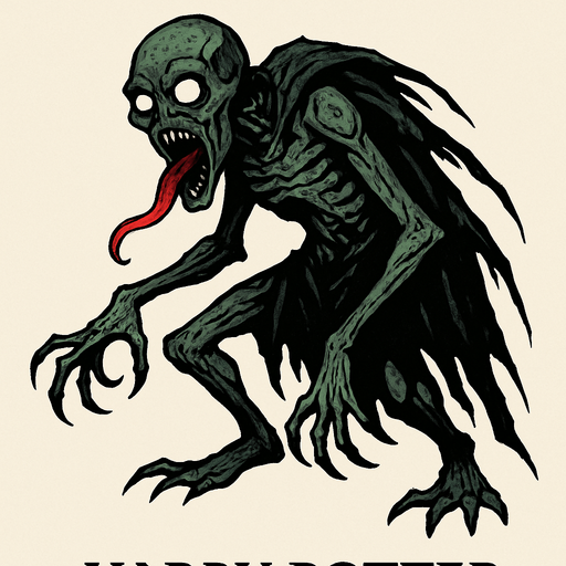 harry potter evreninde kötü bir yaratık.
In-Game asset.  2d.  High contrast.  No shadows