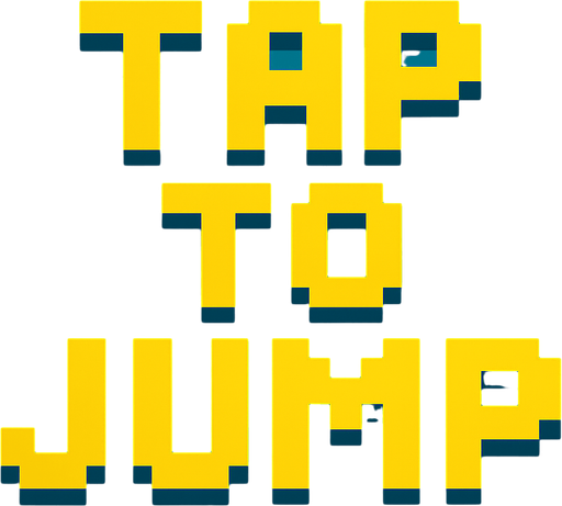 Pixel font in yellow that says "Tap to Jump".
In-Game asset.  2d.  High contrast.  No shadows
