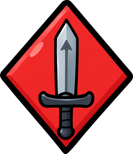 Just the diamond from this picture with a sword with a small arrow pointing up in the center of the diamond.