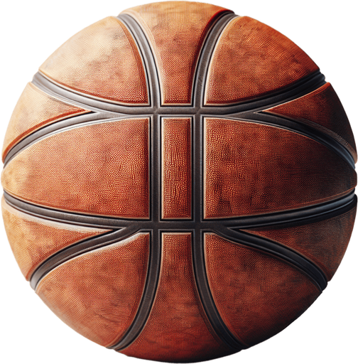 A Basketball.
Single Game Texture.  In-Game asset.  2d.  Blank background.  High contrast.  No shadows
