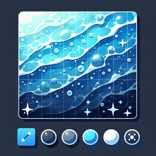 Water.
Single Game Texture.  In-Game asset.  2d.  Blank background.  High contrast.  No shadows