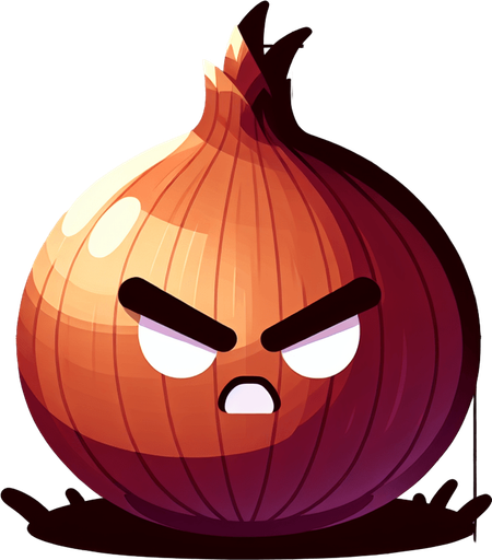 An angry-looking onion.
Single Game Texture. In-Game asset. 2d. Blank background. High contrast. No shadows.