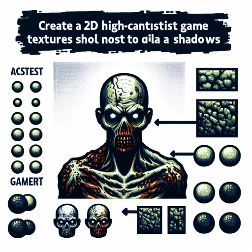 Zombie 2d.
Single Game Texture.  In-Game asset.  2d.  Blank background.  High contrast.  No shadows