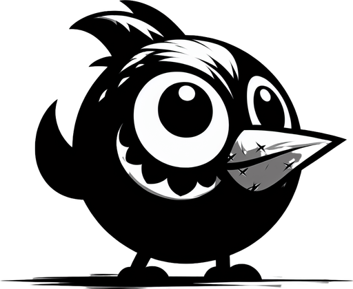 Bad bird.
Single Game Texture.  In-Game asset.  2d.  Blank background.  High contrast.  No shadows