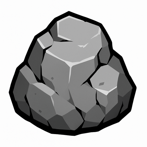 Rock (Gray).
In-Game asset.  2d.  High contrast.  No shadows