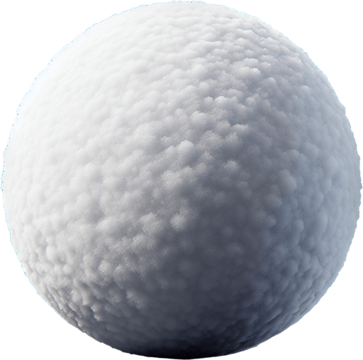 A snowball. Single Game Texture. In-Game asset. 2d. Blank background. High contrast. No shadows.