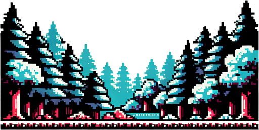 8 bit forrest.
Single Game Texture. In-Game asset. 2d. Blank background. High contrast. No shadows.