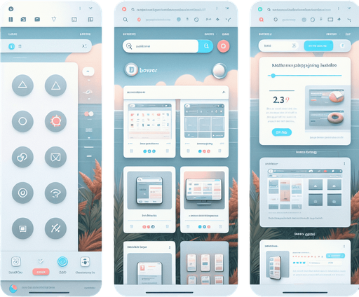 A clean and functional mobile app UI designed to simulate a browser displaying a shopping website. The interface features a standard browser layout, with a slim address bar at the very top of the screen and navigation buttons (back, forward, refresh) on the left side of the bar. The webpage content takes up the rest of the screen, displaying a modern shopping site.

The shopping page is styled with a grid layout showcasing product thumbnails, prices, and brief descriptions, using a minimal design with soft colors and clear fonts. Subtly integrated towards the top-left corner of the screen, within the browser's interface or website header, is a small, unobtrusive indicator or icon. This subtle detail could be a faint symbol, a highlight on a word, or a unique design element that hints at a hidden clue, blending seamlessly with the overall layout while encouraging observant players to investigate further. The interface remains sleek, user-friendly, and visually balanced..
Single Game Texture. In-Game asset. 2d. Blank background. High contrast. No shadows.