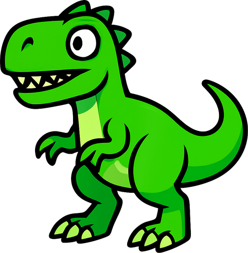 Bir dinazor oluştur yeşil.
In-Game asset.  High contrast.  No shadows