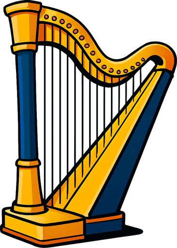 harp.
In-Game asset. 3d.  High contrast.  No shadows