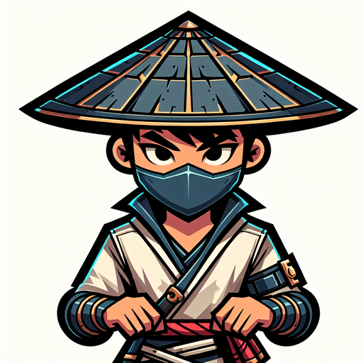2d animated character Young ninja chinese qith triangular hat game.
Single Game Texture.  High contrast.  No shadows