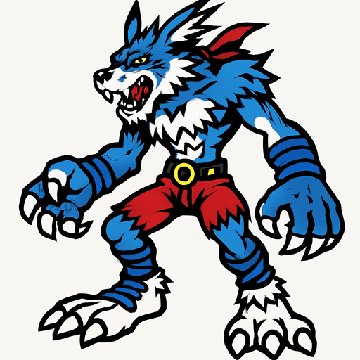 Weregarurumon.
In-Game asset.  2d.  High contrast.  No shadows