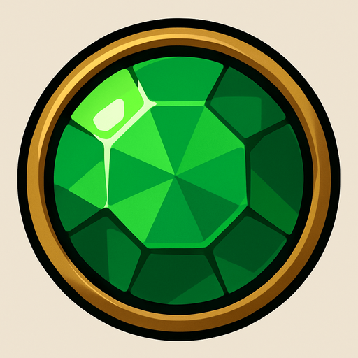 Green gem circle.
In-Game asset.  2d.  High contrast.  No shadows