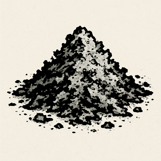 A pile of burn ash.
In-Game asset.  2d.  High contrast.  No shadows