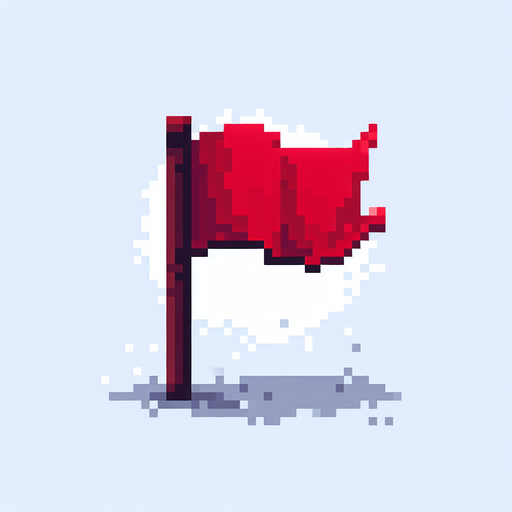 Piksel sanatı kırmızı bayrak.
Single Game Texture.  In-Game asset.  2d.  Blank background.  High contrast.  No shadows