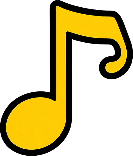 2D muzik yalniz notasi.
In-Game asset.  2d.  High contrast.  No shadows