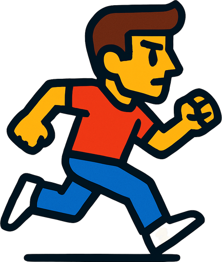 Running man.
In-Game asset.  2d.  High contrast.  No shadows