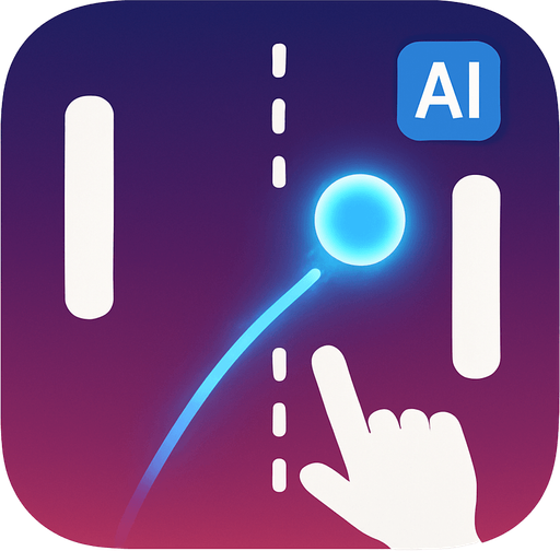 Modern App Store icon, high definition, square with rounded corners, for a game titled "AI Pong Challenge" and with the description "Classic Pong with AI opponent featuring touch controls and smart ball physics.". No text on icon!