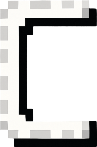 White stylized square bracket. Pixelated. 
In-Game asset.  2d.  High contrast.  No shadows