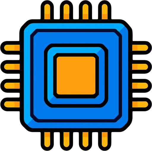 Computer chip.
In-Game asset.  2d.  High contrast.  No shadows