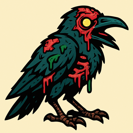 Zombie crow.
In-Game asset.  2d.  High contrast.  No shadows