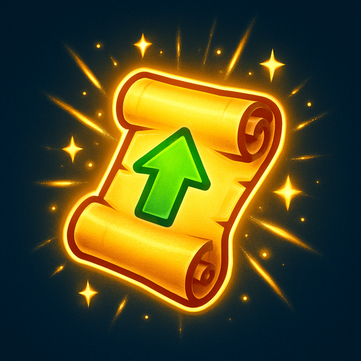 Smal enchancement scrool from online game with shine effected.
In-Game asset.  2d.  High contrast.  No shadows