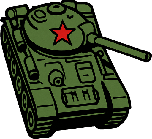 A Soviet tank..
In-Game asset.  2d.  High contrast.  No shadows. Top down view