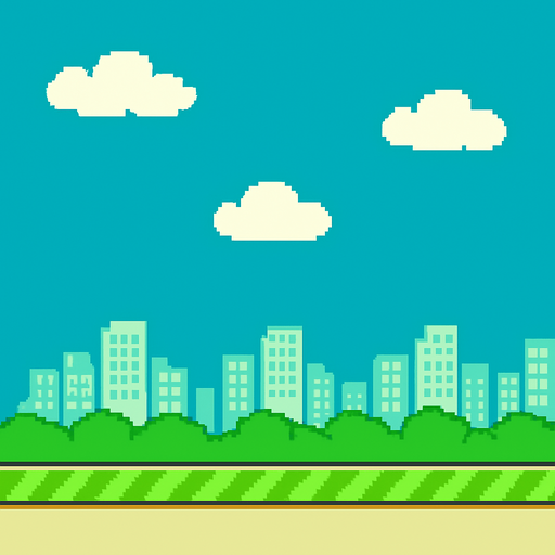 copy background of flappy bird game.
In-Game asset.  2d.  High contrast.  No shadows