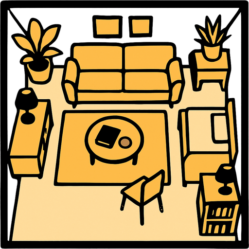 full room top view.
In-Game asset.  2d.  High contrast.  No shadows