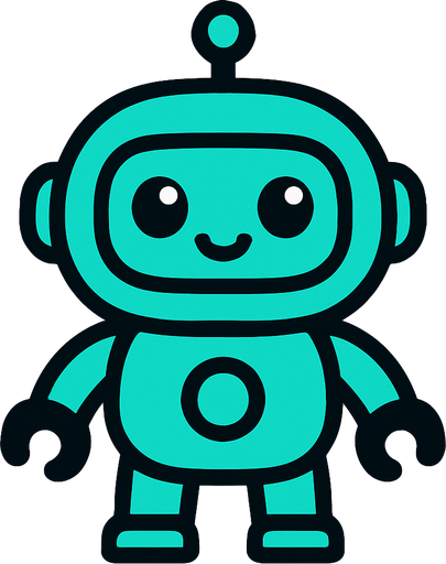 cute robot.
In-Game asset.  2d.  High contrast.  No shadows