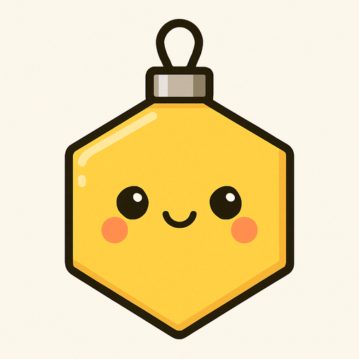 Perfectly hexagon yellow Christmas decoration. Cartoon style. Cute art style. Simple vector style.