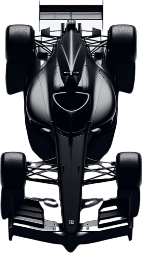 black color top down view racing car.
Single Game Texture.  In-Game asset.  2d.  Blank background.  High contrast.  No shadows