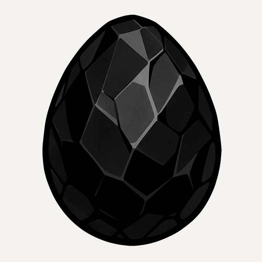 A Obsidian egg.
In-Game asset.  2d.  High contrast.  No shadows