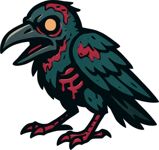 Zombie crow.
In-Game asset.  2d.  High contrast.  No shadows