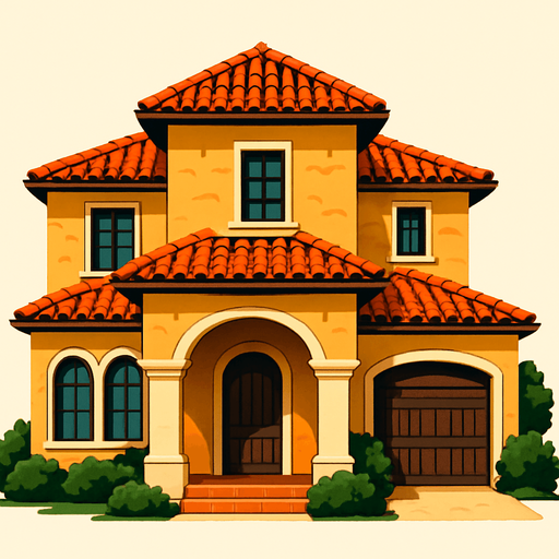 realistic villa.
In-Game asset.  2d.  High contrast.  No shadows